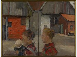 Mondriaan - Vrouwen met kind voor boerderij, ca 1894  1896